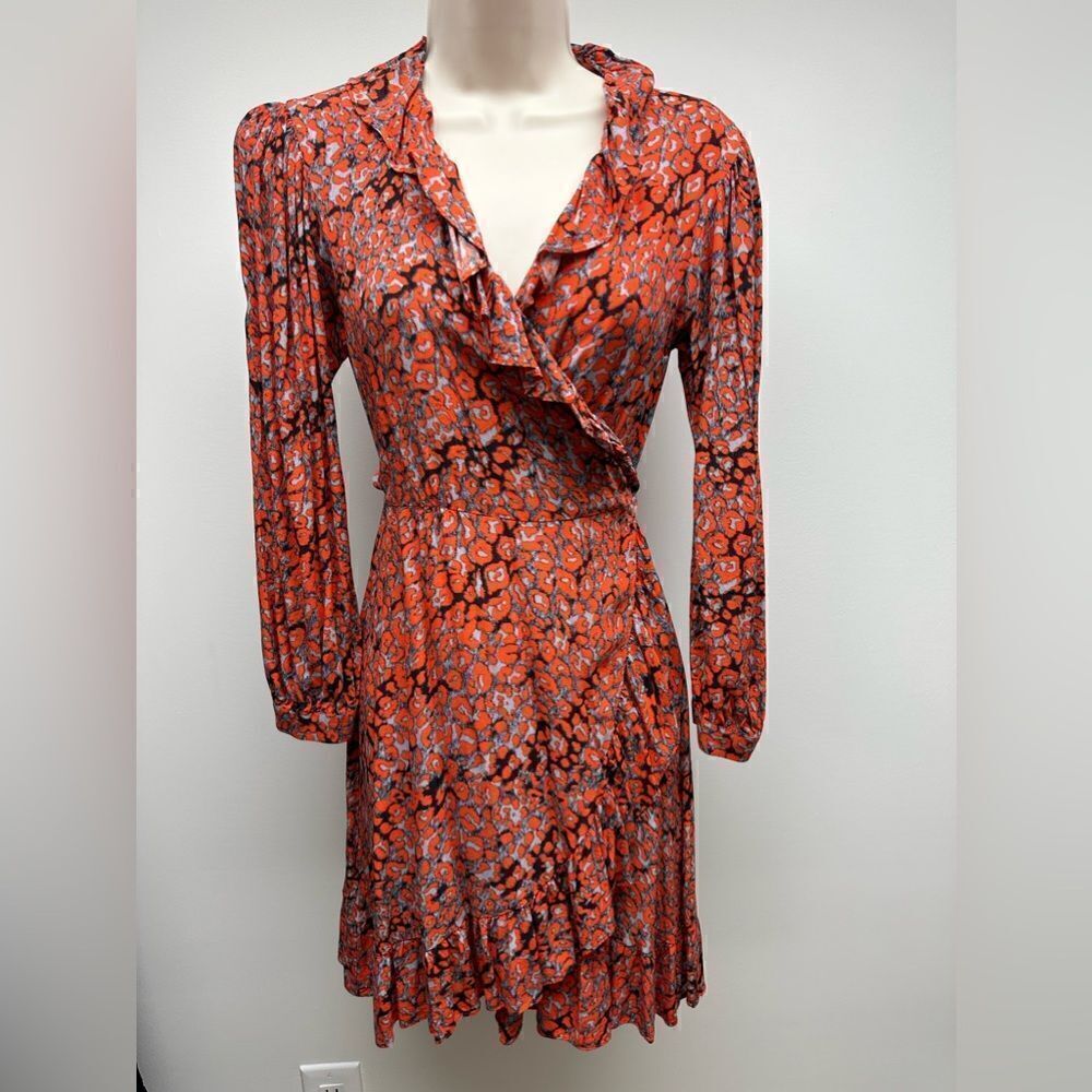 Maje Ruffle-Trimmed Leopard-Print Crepe Mini Wrap… - image 3